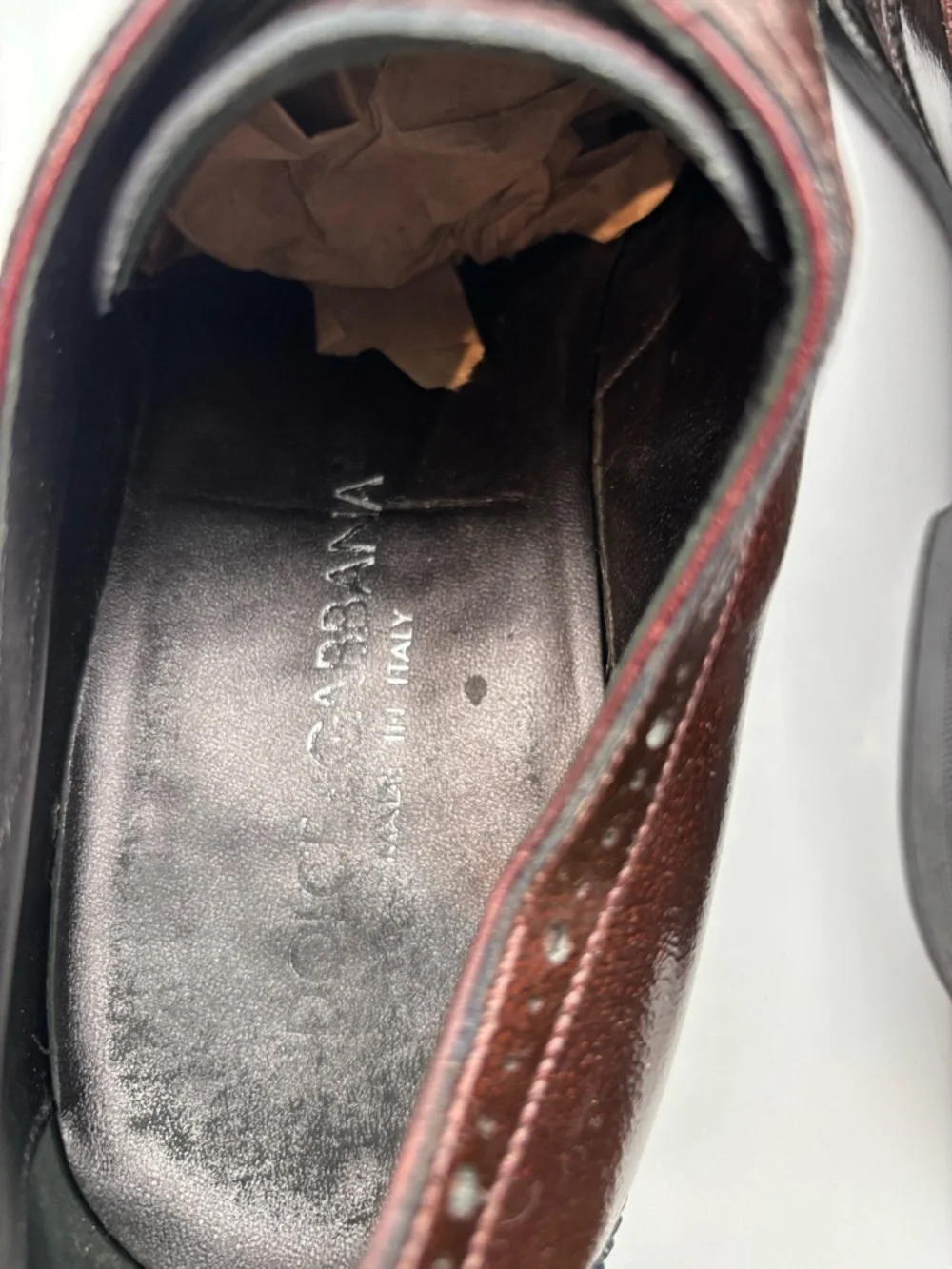 Dolce Gabbana Men's Burgundy Leather Wingtip Dress Shoes size 9